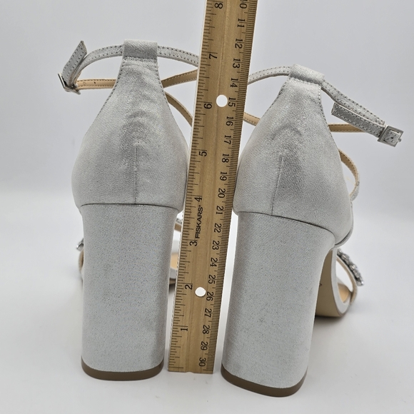 Jewel Badgley Mischka Penny Crystal Embellished Block Heels, Silver, Size 11 - Picture 10 of 16